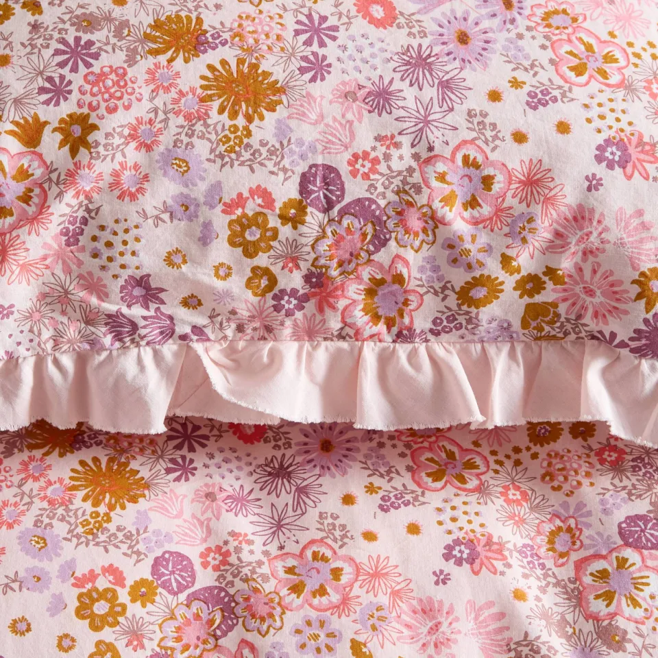 NOUS Living katoenen kussensloop met print roze, foto 7