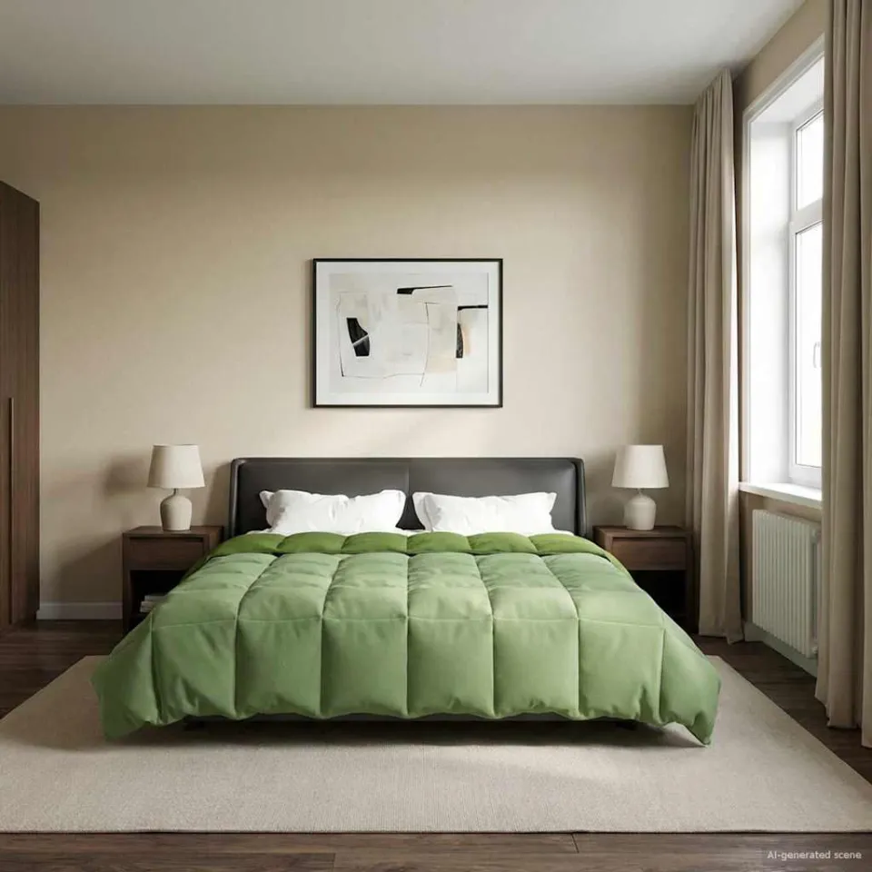 vidaXL Vol jaar dekbed 240 x 260 cm Microfiber (100% polyester) Groen, foto 4