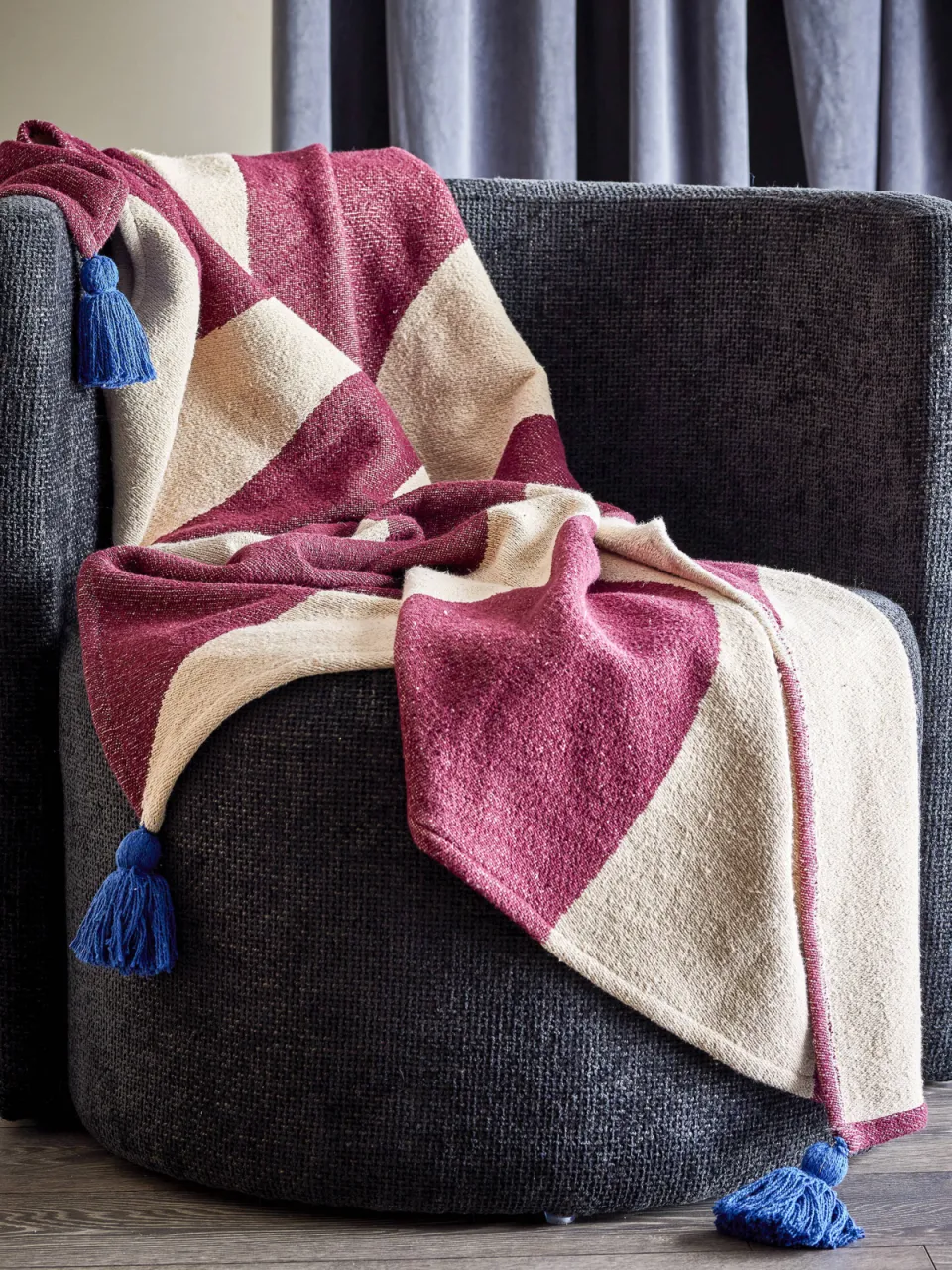 Bloomingville Cimmi plaid bordeaux, foto 3
