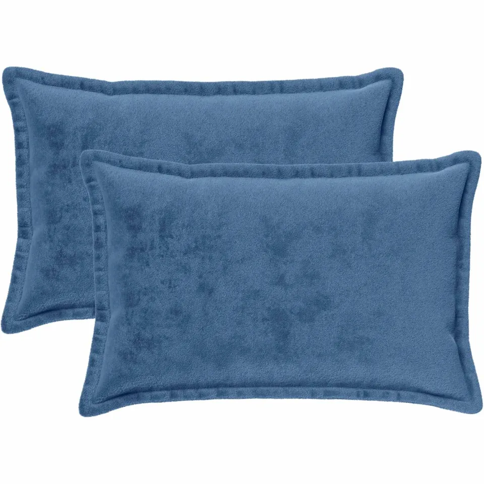 vidaXL Kussensloop 2 st HOUTEN Lichtblauw 50 x 75 cm Flanel blauw, foto 3