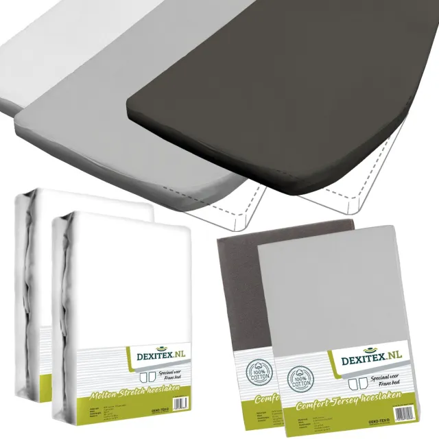dexitex Textielpakket Frans bed/ 2 x Molton/ 1 x LICHT GRIJS + 1 x ANTRACIET Hoeslakens /RECHTS geschikt voor Caravan en Camper 2 x molton/ 1 x licht grijs hoeslaken + 1 x antraciet hoeslaken