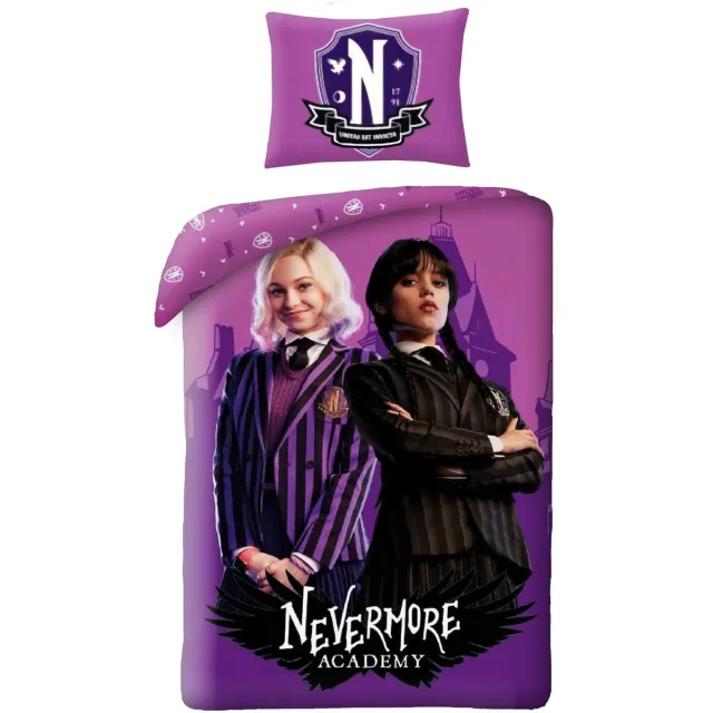 Wednesday Nevermore Dekbedovertrek 140 x 200 cm (70 x 90 cm) - polyester Paars