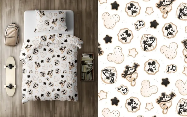 Lotte & Julius peuterdekbedovertrek Mouse 120x150cm wit-beige-zwart