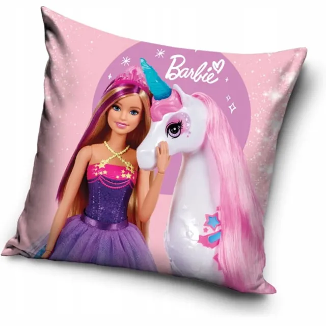Carbotex Kinder Kussenhoes 3D Barbie & Eenhoorn 40x40 cm Roze