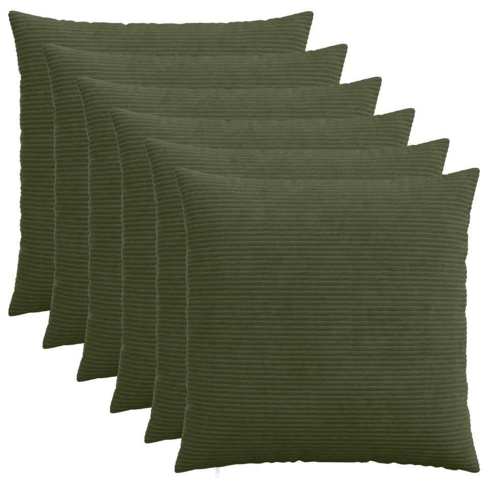vidaXL Kussensloop 6 st HEERLEN Groen 55 x 55 cm corduroy