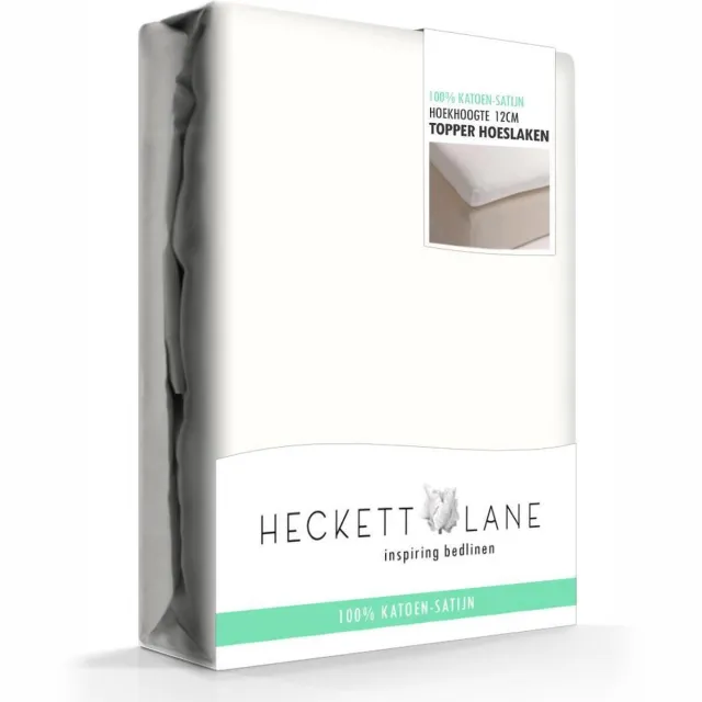 Heckettlane HnL Living - Hoeslaken - Topper - Katoensatijn - 80 x 200 cm - Offwhite