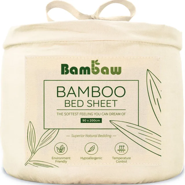 Bambaw Luxe Bamboe 1-Persoons Hoeslaken 90x200cm – Ultra ademende stof – Hypoallergeen – Beddengoed - Ivoor