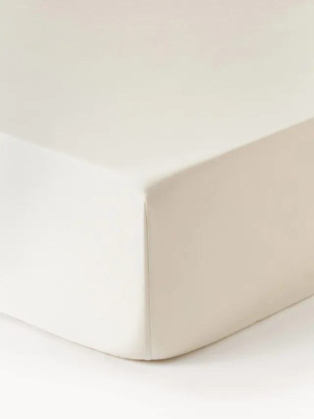 Westwing Collection Katoensatijnen hoeslaken Premium Wit
