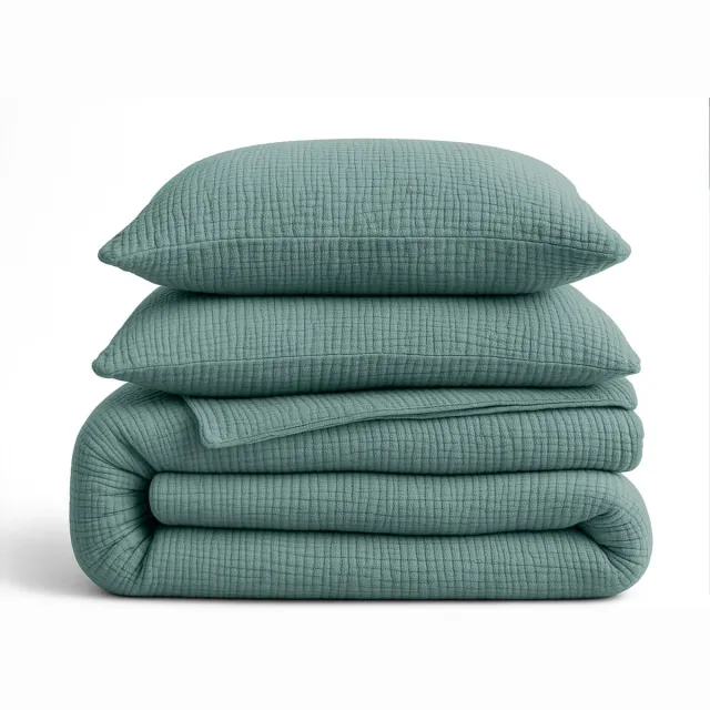 Sleeptime 2 in 1 Mousseline Dekbed - Dekbed zonder Overtrek Inclusief Kussensloop - 240x200 - Groen