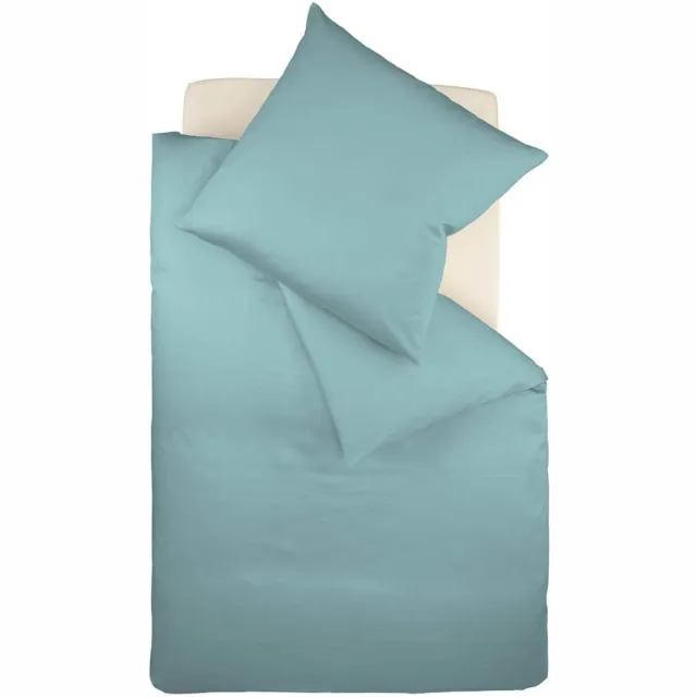 Fleuresse Colours beddengoed | 1x dekbedovertrek en 1x kussensloop | effen mako-satijn beddengoed van 100% katoen | wasbaar op 60 graden | aqua