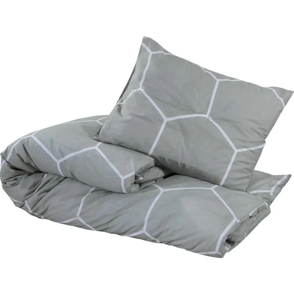 vidaXL Dekbedovertrekset 155x220 cm katoen grijs en wit
