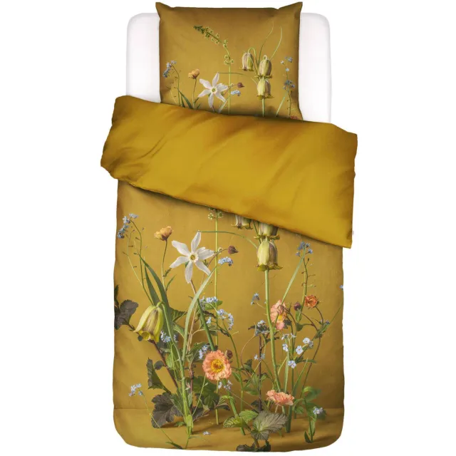 Essenza Ficaria dekbedovertrek okergeel Flower ochre