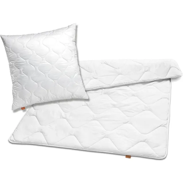 Sleepling dekbed kussen set Basic 100 | dekbed 155 x 220 cm en kussen 80 x 80 cm | all year dekbed | overtrek van 100% microvezel | Made in EU | wasbaar tot 60 graden | wit