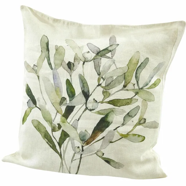 Loberon Kussenhoes Mistletoe wit/groen