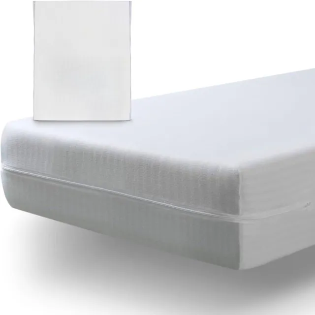 Famanu Elastische matrashoes met ritssluiting 160x190/200 cm, gecertificeerd, sterke stretch voor perfecte pasvorm en ademende eigenschappen voor een comfortabele slaapomgeving Wit
