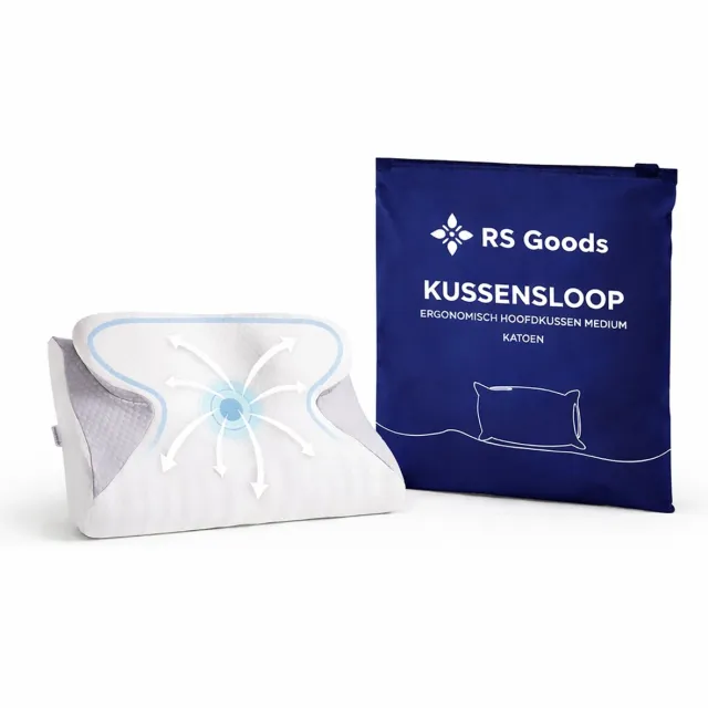 RS Goods Extra Kussensloop voor Ergonomisch Hoofdkussen Medium - Katoenen Kussensloop - Kussenovertrek - Niet geschikt voor andere kussens Grijs