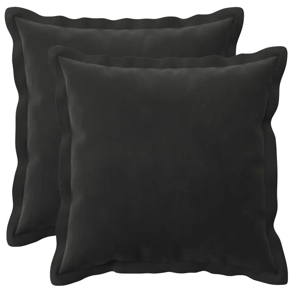 vidaXL Kussensloop 2 st HOUTEN Zwart 45 x 45 cm Fluweel, foto 3