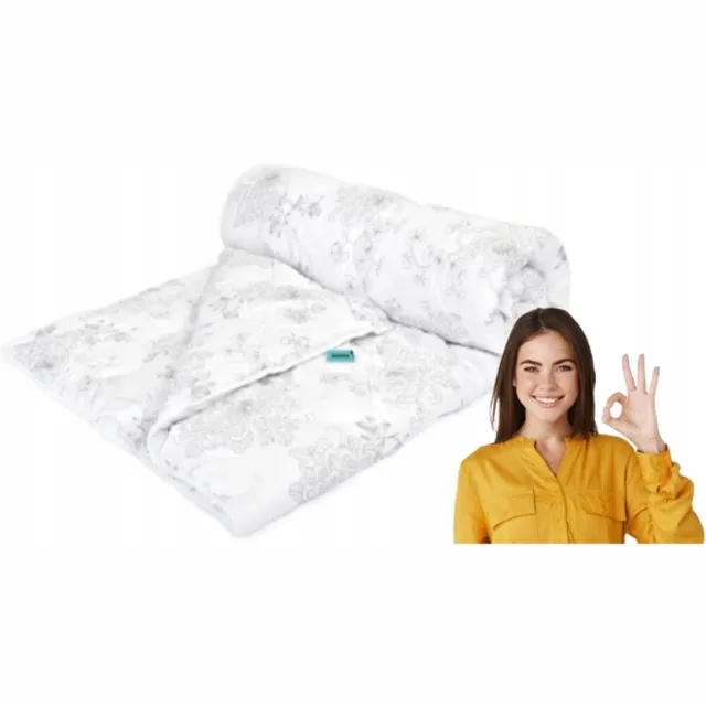 wendre Blommenslyst - Anti-allergie Dekbed - 220x200 cm - Motief Kleur - Zacht en Milieuvriendelijk Grijs;Wit