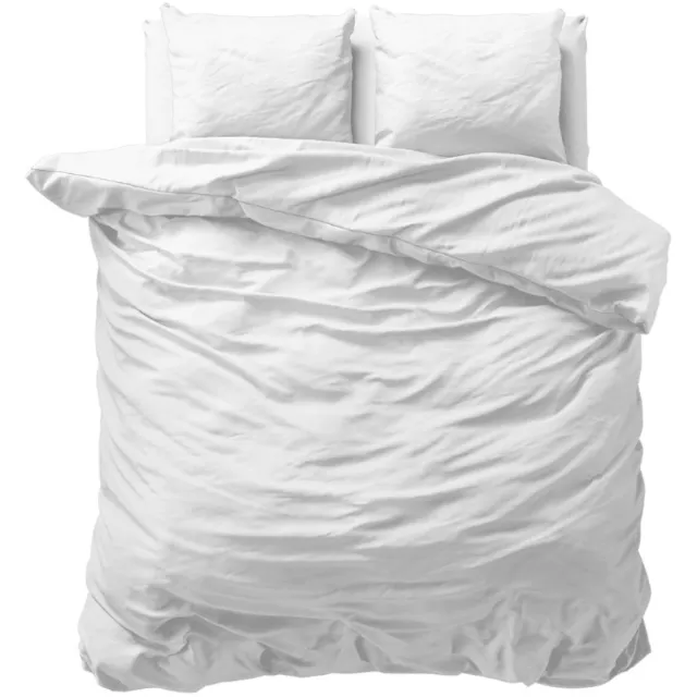 Dekbed-Discounter Sleeptime Dekbedovertrek - Katoen - Dubbele instopstrook - Wassen op 40 graden - Inclusief 2 kussenslopen - Wit