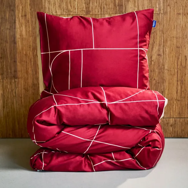 Auping Graphic bordeaux Dekbedovertrek - Tweepersoons 260 x 220 cm - Biologisch katoen - Rood