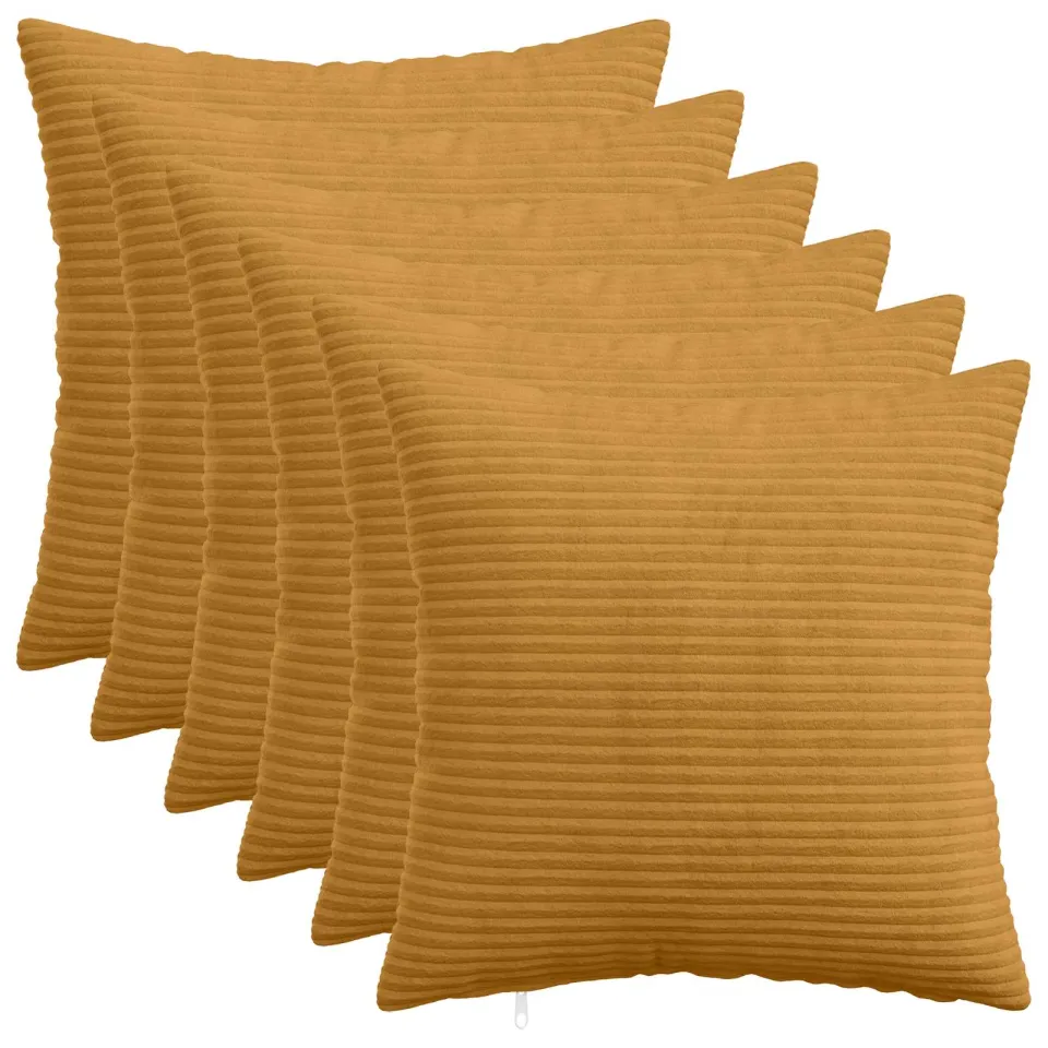 vidaXL Kussensloop 6 st HEERLEN Geel 50 x 50 cm corduroy