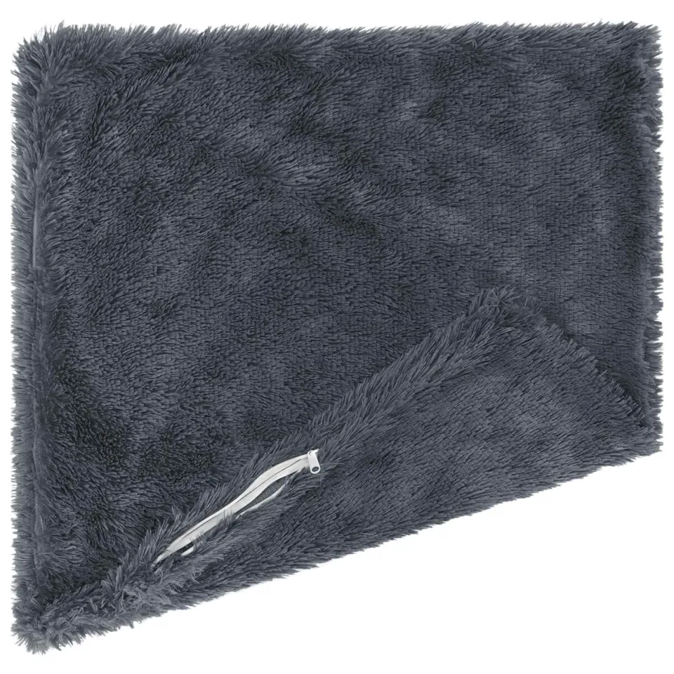 vidaXL Kussensloop 2 st HEERLEN Antracietkleurig 45 x 45 cm PV Fleece, foto 4