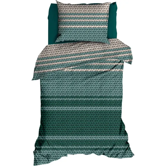 Romanette FLANEL Dekbedovertrek 140x200/220 Vicuna teal