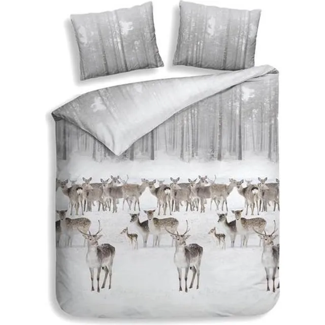 Heckettlane Heckett & Lane Delmar - Flanel - Dekbedovertrek - Eenpersoons - 140x200/220 cm + 1 kussensloop 60x70 cm - Fog Natural
