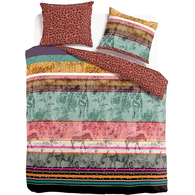 Melli Mello On the Wild Side - Dekbedovertrek - Katoensatijn - Warm - Luxe - Dieren en Strepen