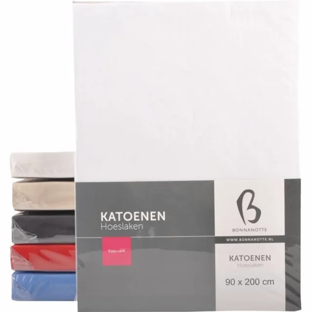 Bonnanotte Hoeslaken Katoen Helder Wit 80x200