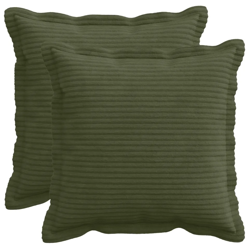 vidaXL Kussensloop 2 st HOUTEN Groen 40 x 40 cm corduroy, foto 3