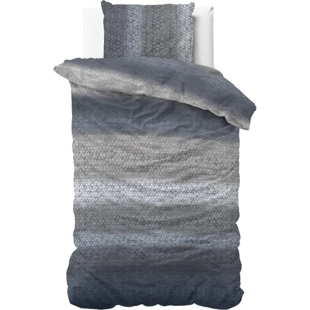 Dreamhouse Flanel Gradient Knits - Dekbedovertrek - Eenpersoons - 140x200/220 + 1 kussensloop 60x70 - Blauw