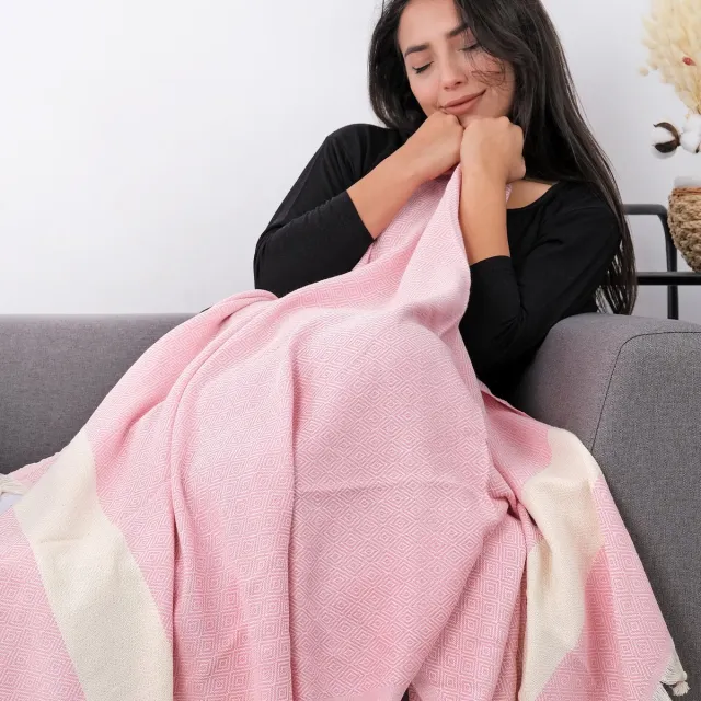 Tavas Cosy Plaid - Lichtroze Katoen foulard Volwassenen En Kinderen Tv-Deken - 100 x 180 cm