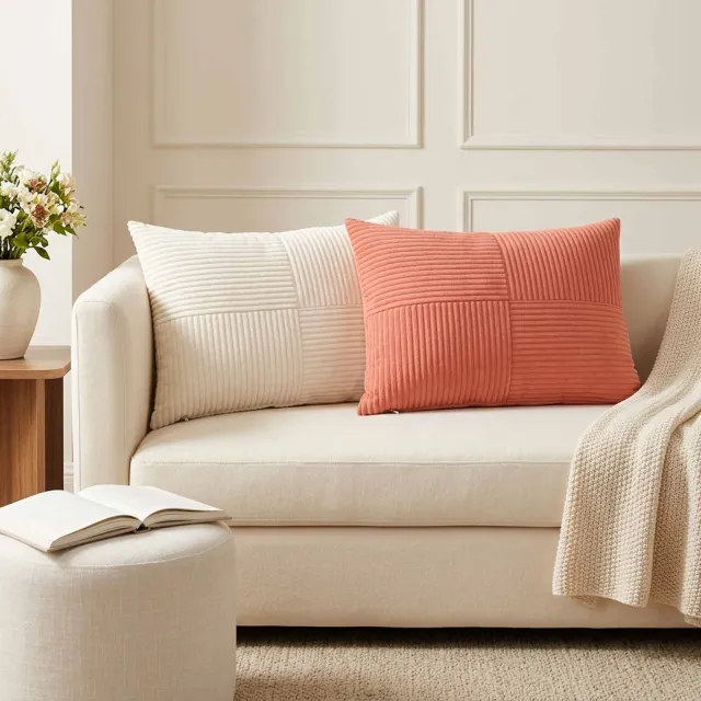 vidaXL Kussensloop 6 st ALMELO Crèmekleurig 50 x 75 cm corduroy