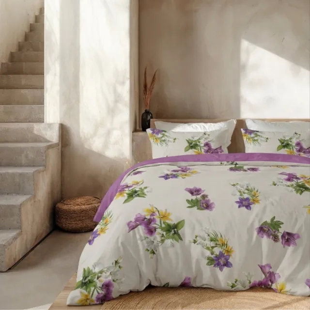 Dekbed-Discounter Presence Dekbedovertrek - Percale Katoen - Dubbele instopstrook - Wassen op 40 graden - Inclusief 2 kussenslopen - Mini Gardenflower