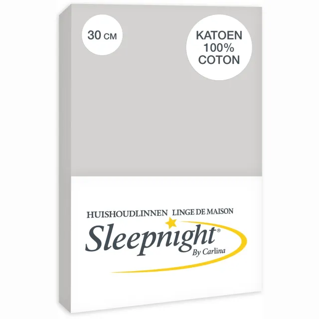 Sleepnight Hoeslaken Katoen 30 cm Grijs - 90 x 200 cm - [Grijs]
