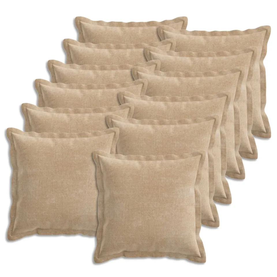 vidaXL Kussensloop 12 st HOUTEN Taupe 50 x 50 cm Chenille Stof