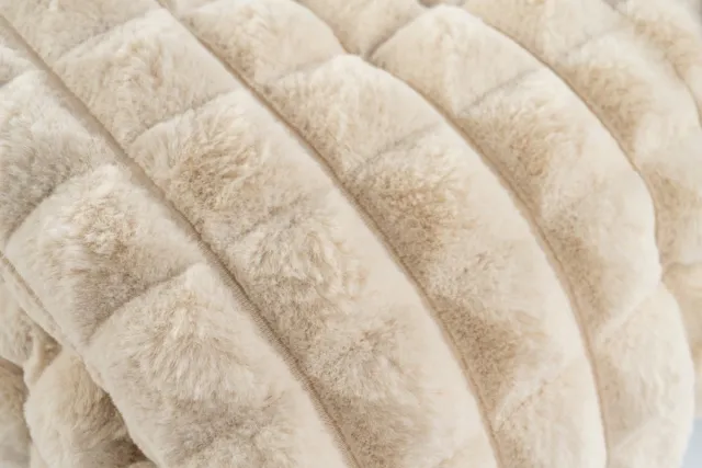 Lalee Harmony Fleece deken plaid zacht blokjes 3d furr bont plaid 150x200cm Beige