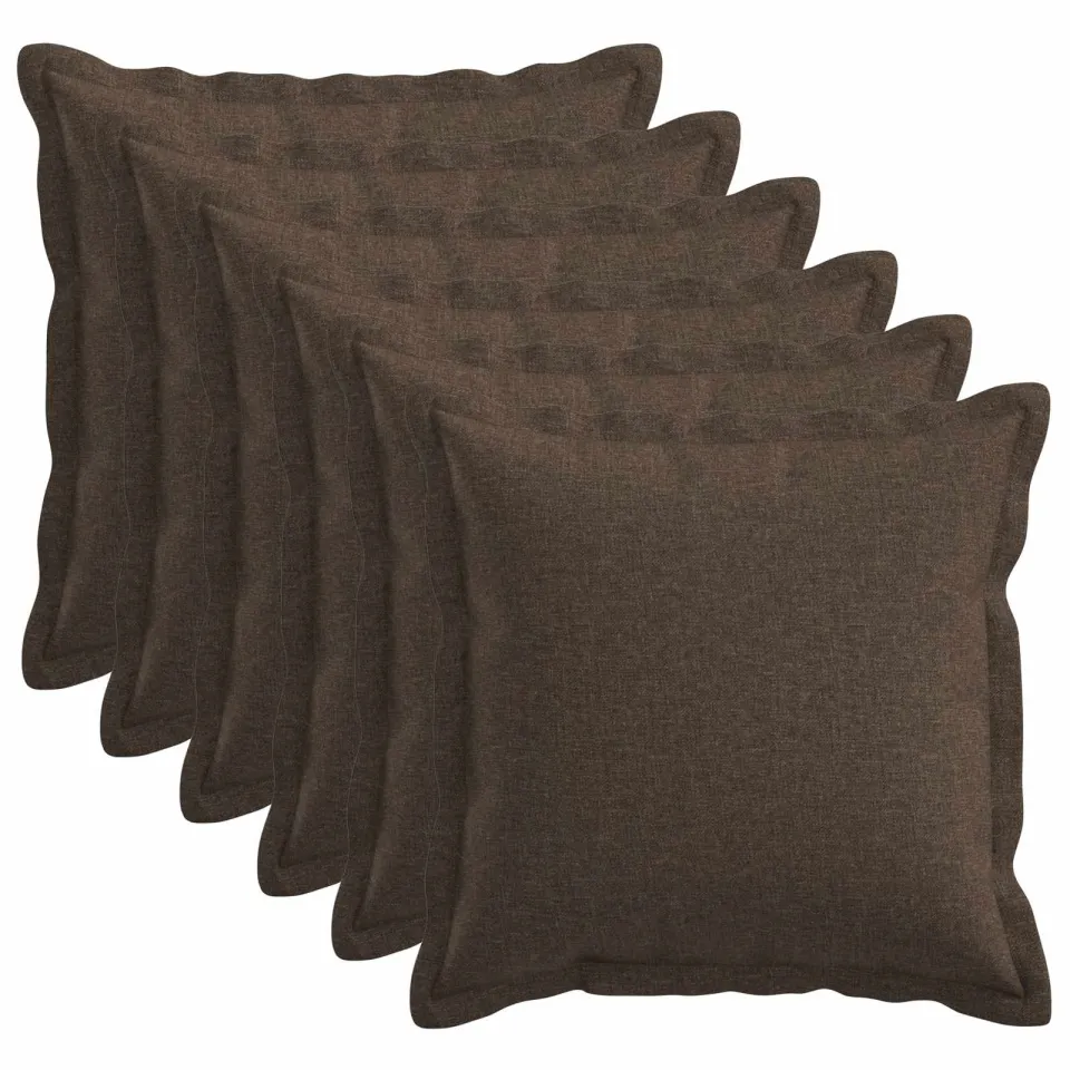 vidaXL Kussensloop 6 st HOUTEN Taupe 30 x 30 cm Faux Linnen, foto 3