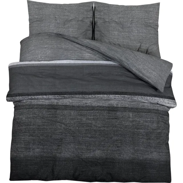 vidaXL Dekbedovertrekset - 260x220 - cm - katoen - donkergrijs - en - zwart