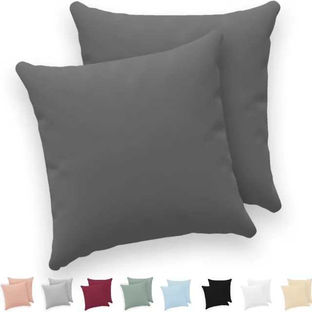 Famanu Kussensloop (Set van 2) - 100% Katoen Jersey 150 - Antraciet - Kussensloop met ritssluiting, perfect voor een comfortabele en duurzame slaapervaring Anthracite