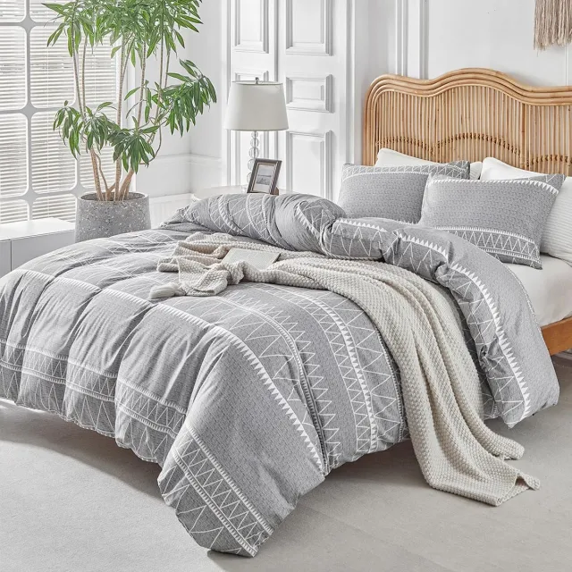 Unyqoos Stijlvolle en Comfortabele Bohemian Dekbedovertrekset van Microvezel voor Tweepersoonsbed grijs
