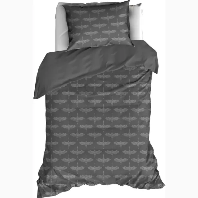De Witte Lietaer Dekbedovertrek Katoen Flanel Crane - Eenpersoons - 140 x 200/220 cm - Grijs