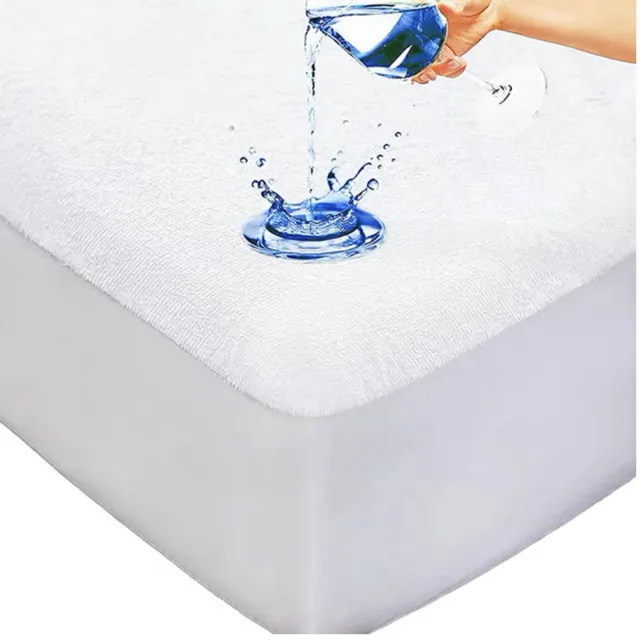 Home bedding Deze vernieuwde Waterdicht Matrasbeschermer-Hoeslakenbadstof-Antibacteriëel-Rondom Elastiek is de ideale oplossing voor het beschermen van de matras tegen vloeistoffen-Wit - Baby-Ledikant-60x120-cm