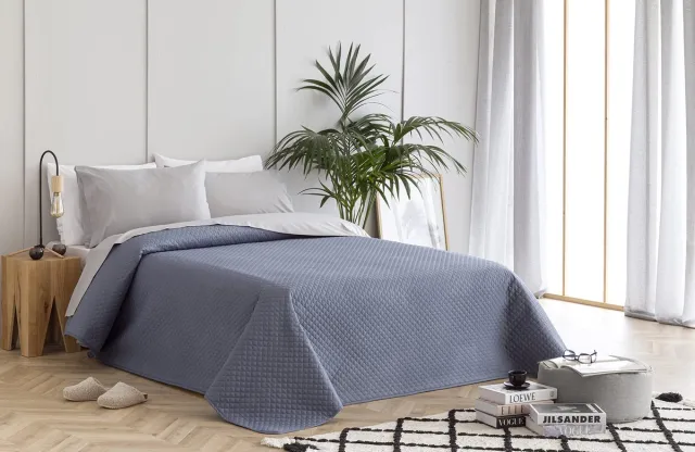 Unyqoos Veelzijdig en comfortabel dekbed met ruitpatroon voor alle seizoenen Blauw/Grijs