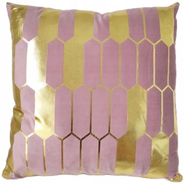 Granda Decoratieve Kussenhoes 45x45cm - Poederroze Velours Geometrisch