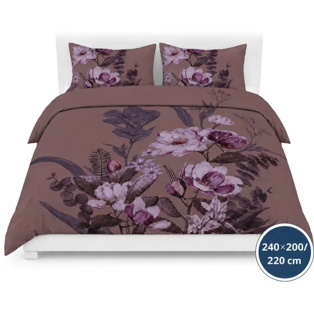 Roden Blue Dekbedovertrek - 240x200/220 - Bruin Roze - multi - Bloemen - Oase - Luxe, Zacht & Comfortabel - Inclusief Kussenslopen - Ademend - Kleurvast Bruin Roze multi