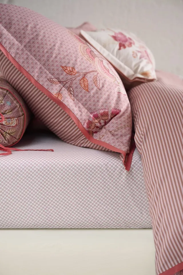 Pip Studio katoen - Hoeslaken - 180 x 200 cm - Wit Roze