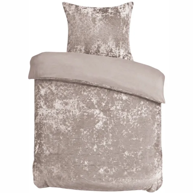 Velvet Couture Dekbedovertrek - 140x200/220 cm - Crushed Velvet - Taupe