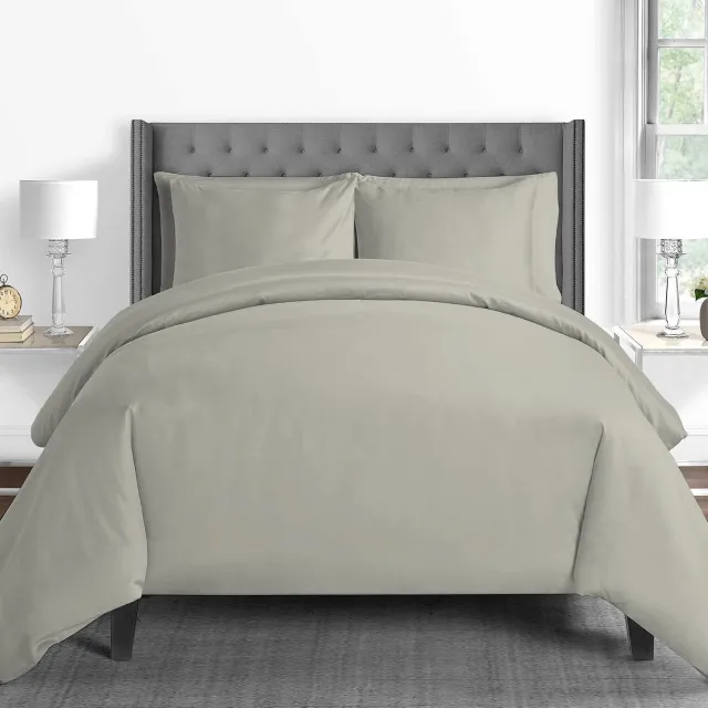 Pizuna Katoenen Dekbedovertrek Set 155x200cm Zilver 600 Thread Count